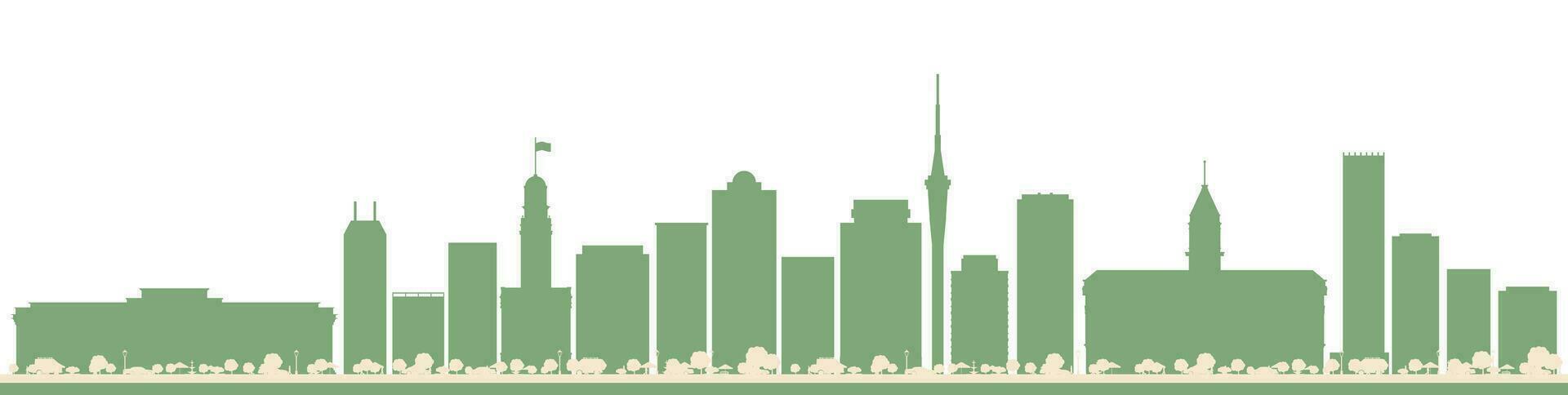 Abstract Auckland New Zealand City Skyline with Color Buildings. vector
