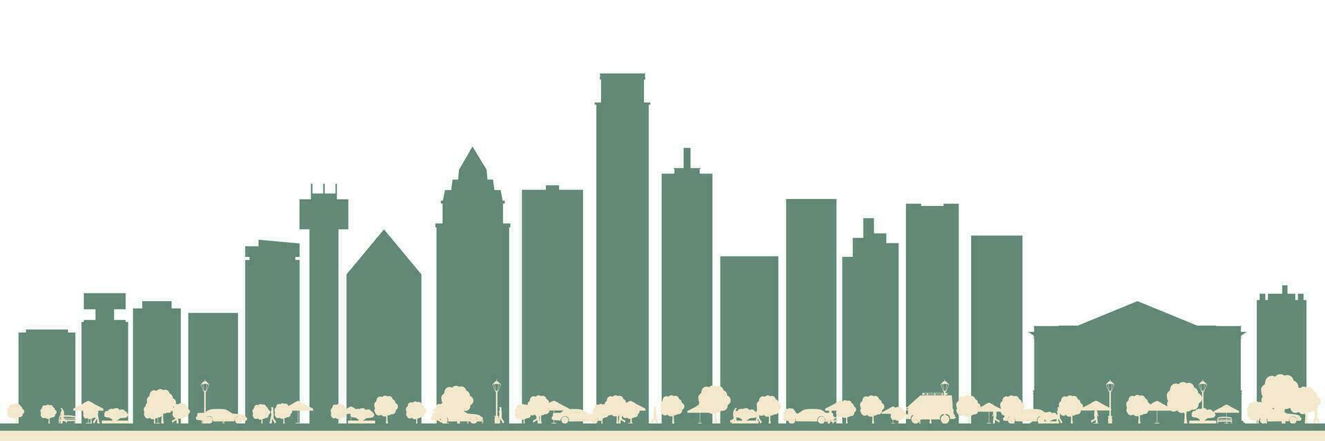 Abstract Dallas USA City Skyline with Color Buildings. vector