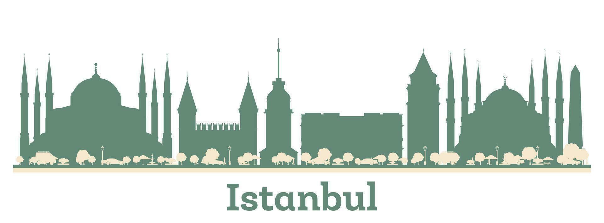 Abstract Istanbul Turkey City Skyline with Color Buildings. vector