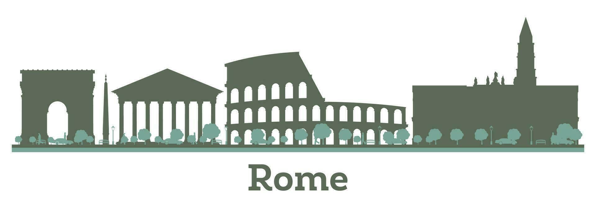 Abstract Rome Italy city skyline with color landmarks. vector