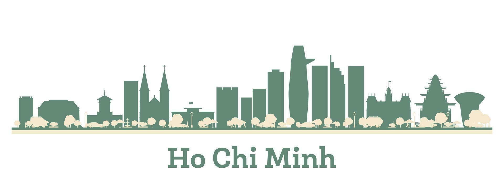 Abstract Ho Chi Minh Vietnam City Skyline with Color Buildings. vector