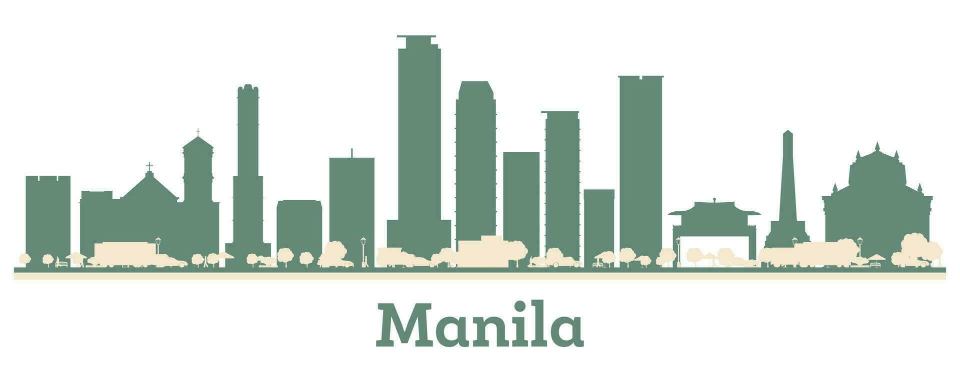 Abstract Manila Philippines City Skyline with Color Buildings. vector