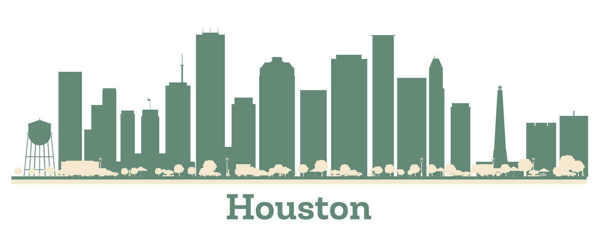 Abstract Houston USA City Skyline with Color Buildings. vector