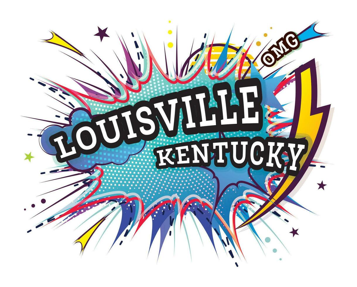 Louisville Kentucky cómic texto en popular Arte estilo aislado en blanco antecedentes. vector