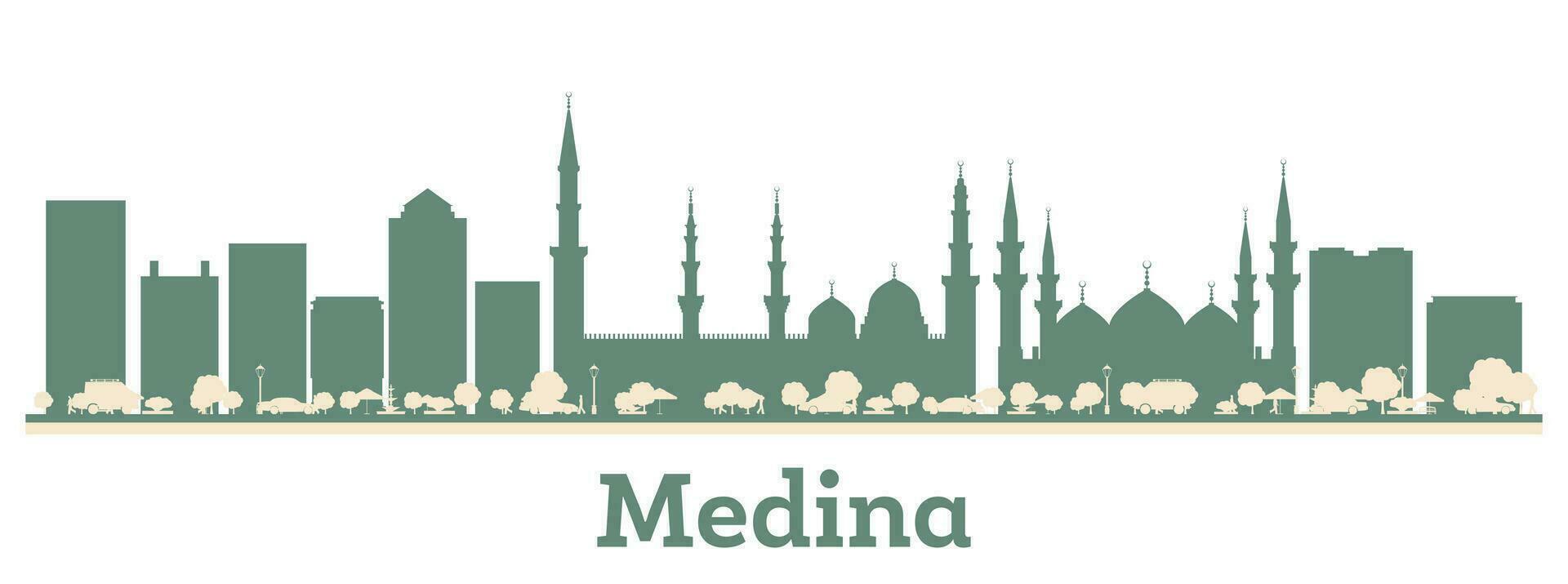 Abstract Medina Saudi Arabia City Skyline with Color Buildings. vector