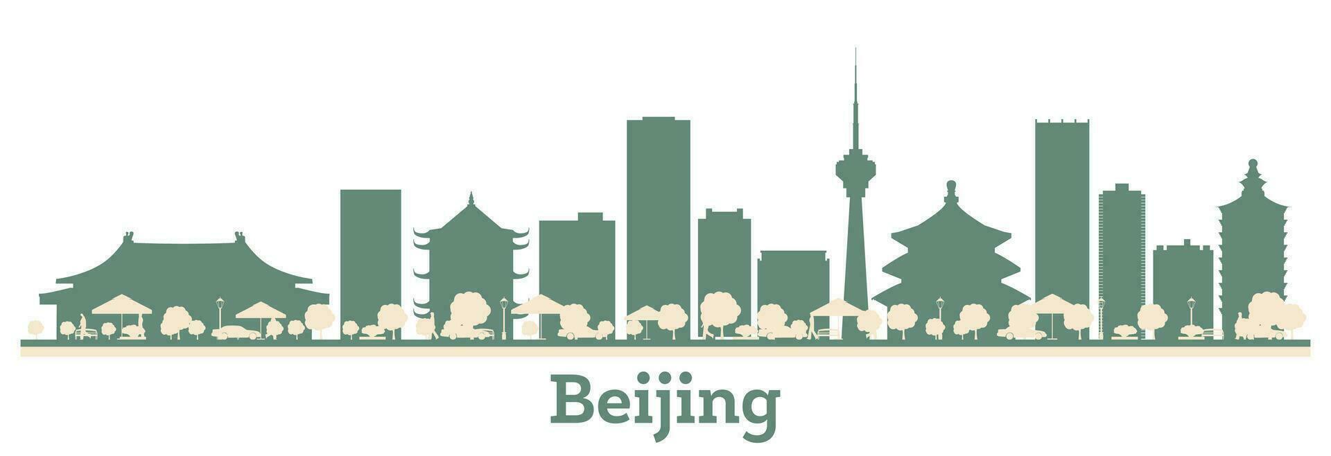 resumen Beijing China ciudad horizonte con color edificios vector