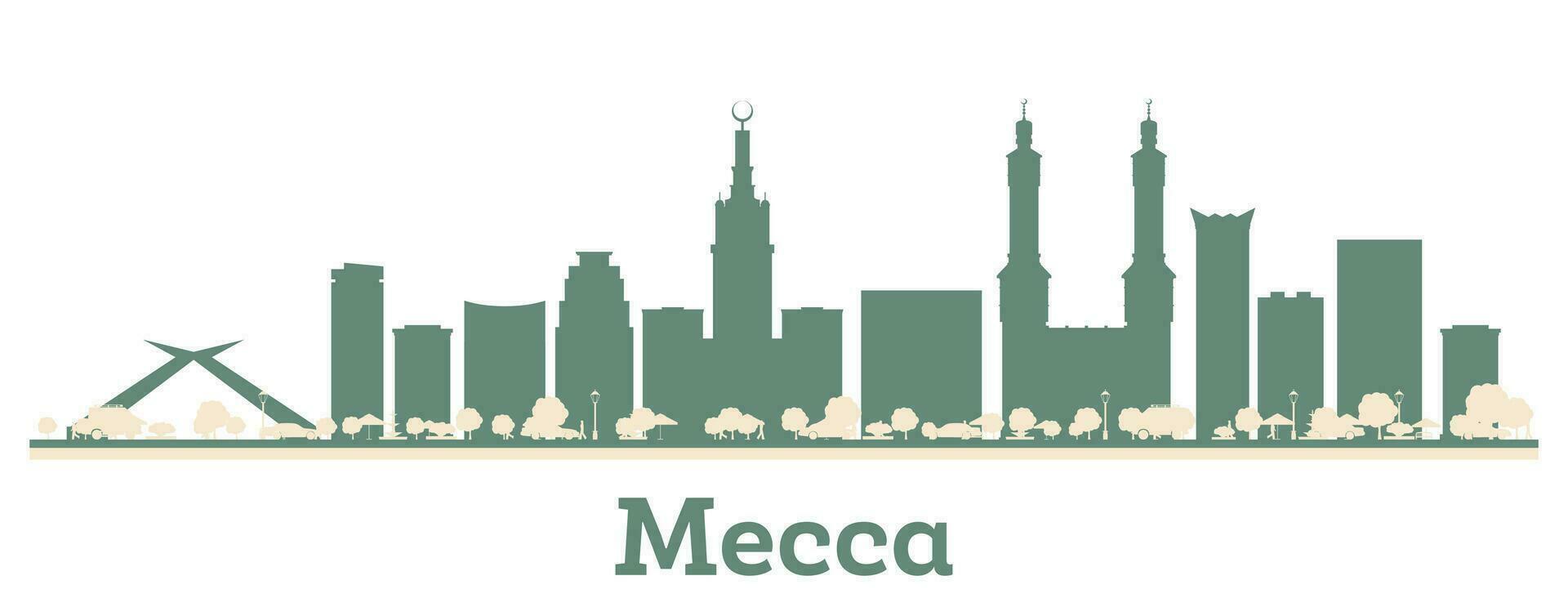 Abstract Mecca Saudi Arabia City Skyline with Color Buildings. vector