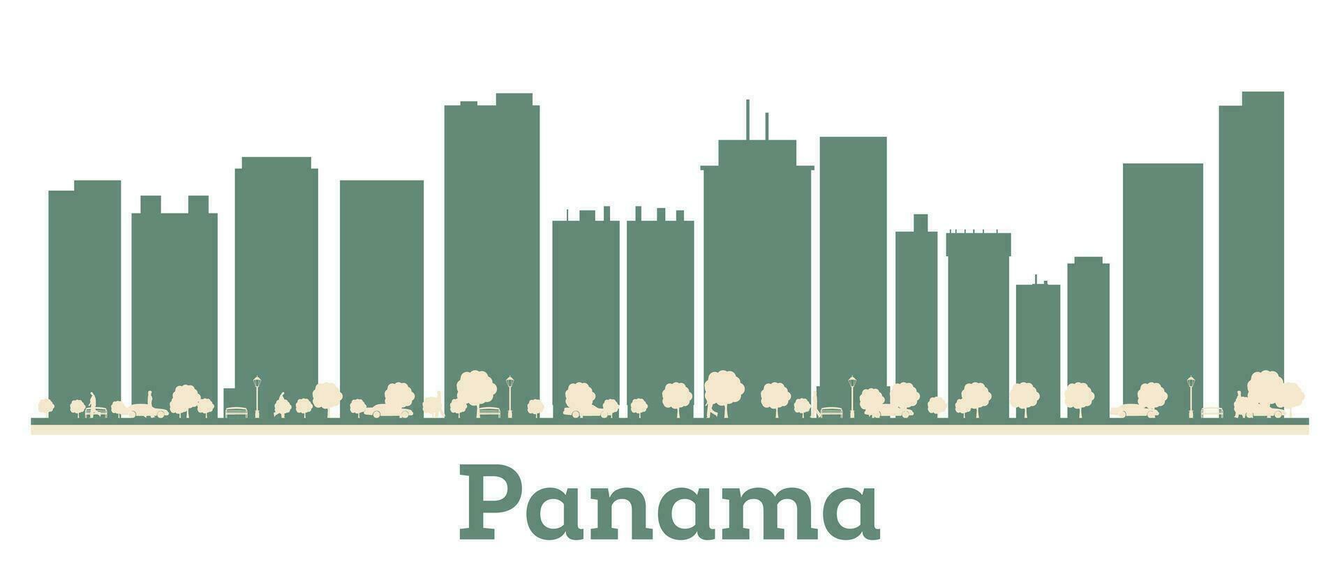 resumen Panamá ciudad horizonte con color edificios vector