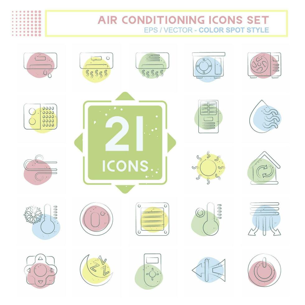 Icon Set Air Conditioning. related to Electronic symbol. Color Spot Style. simple design editable. simple illustration vector