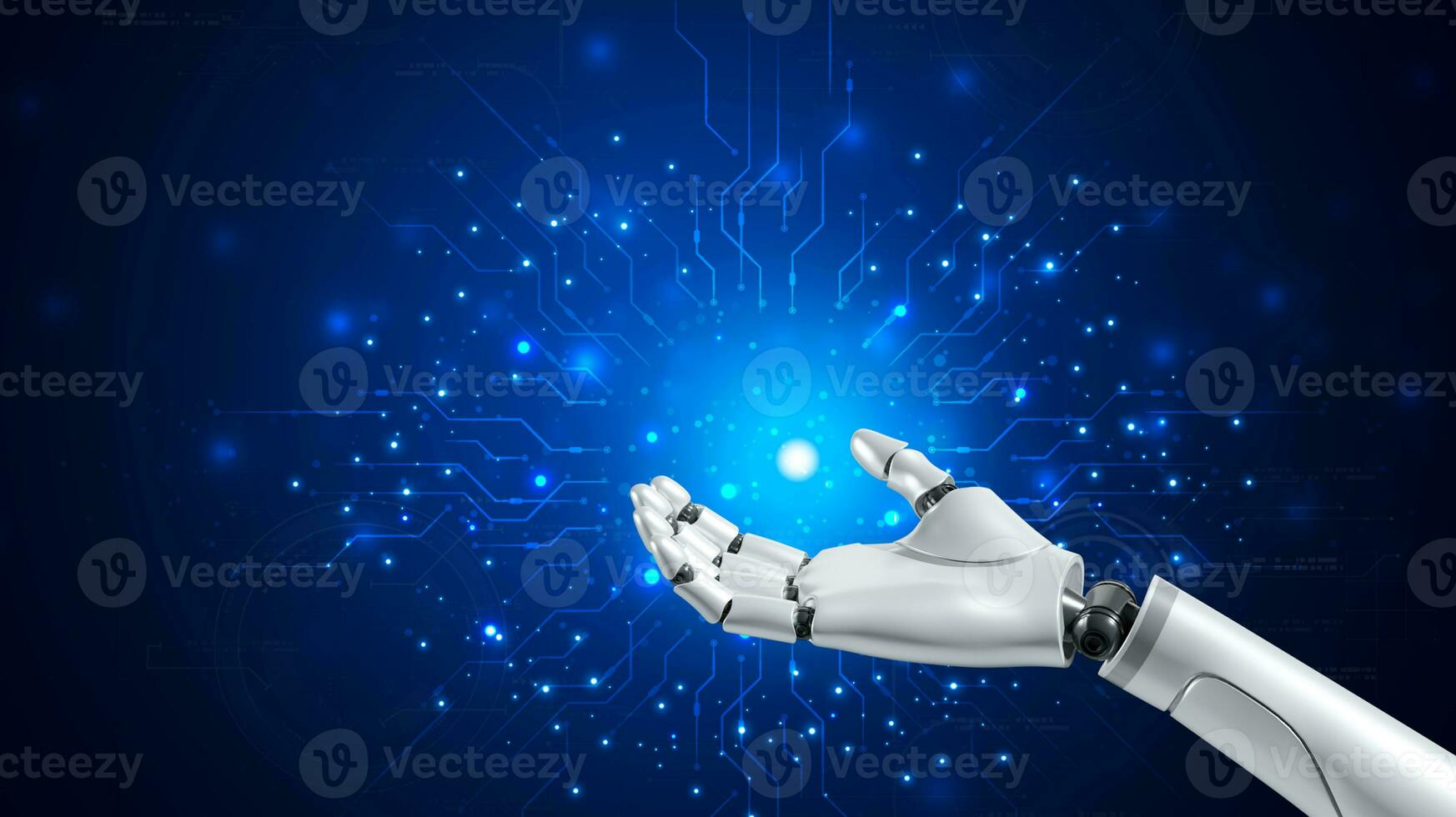 Robot are assistant  for provide access to data growth of business in online network, Robot application and global connection, AI, Artificial intelligence. photo