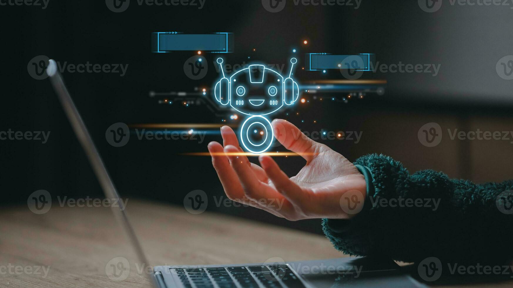 Chatbot are assistant conversation for provide access to data growth of business in online network, Robot application and global connection, AI, Artificial intelligence. photo