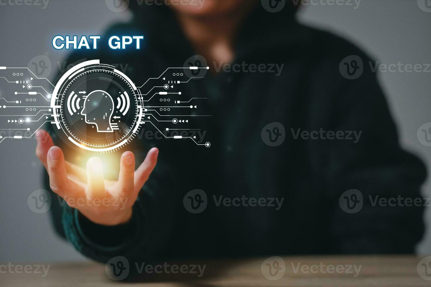 ChatGPT Chat with AI or Artificial Intelligence using an artificial intelligence chatbot developed by OpenAI. photo