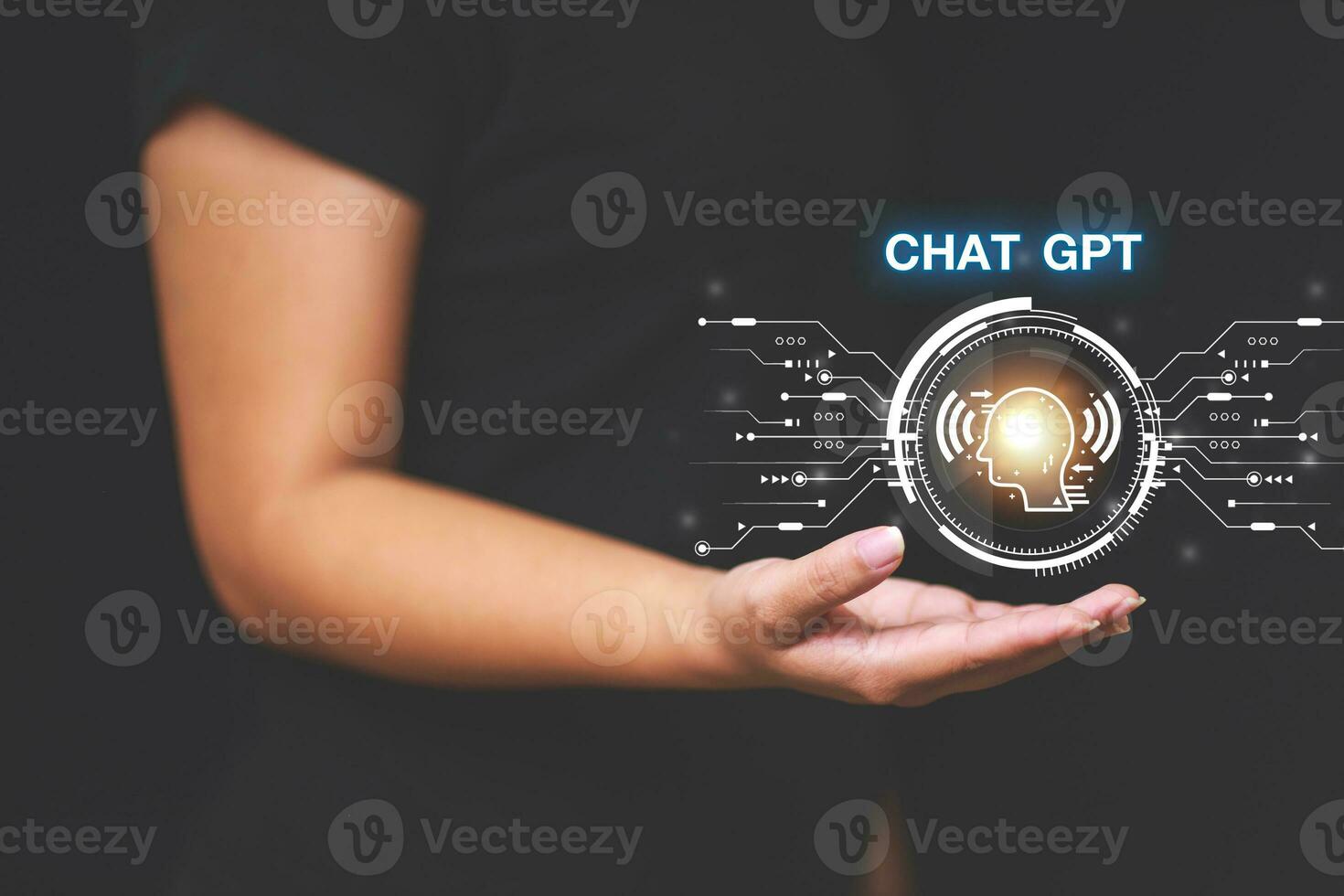 ChatGPT Chat with AI or Artificial Intelligence using an artificial intelligence chatbot developed by OpenAI. photo