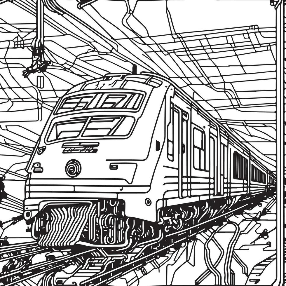 vector línea Arte tren en movimiento. tren línea dibujo acortar Arte.