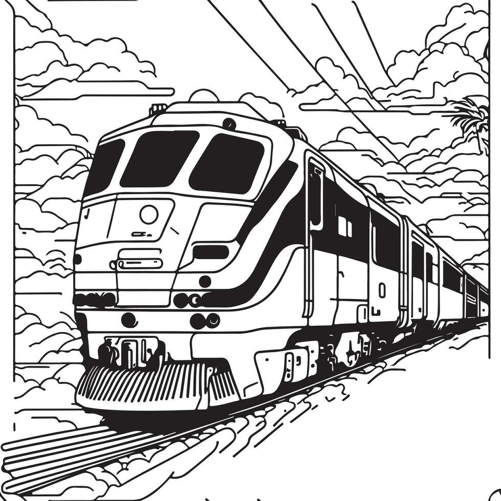 vector línea Arte tren en movimiento. tren línea dibujo acortar Arte.