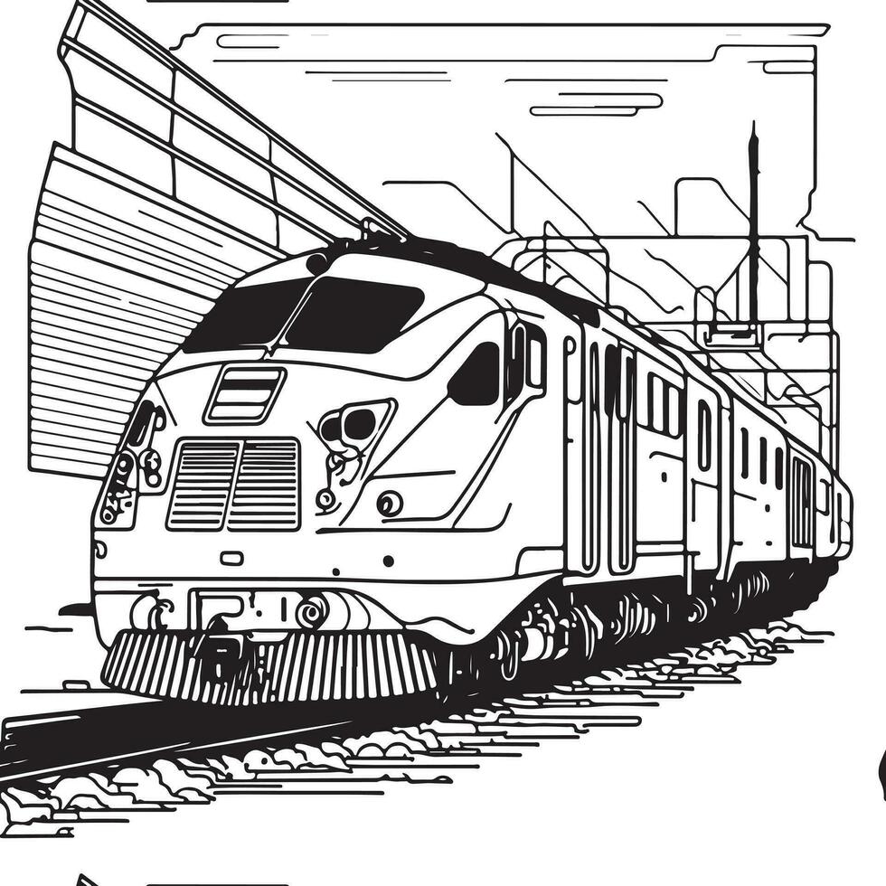 vector línea Arte tren en movimiento. tren línea dibujo acortar Arte.