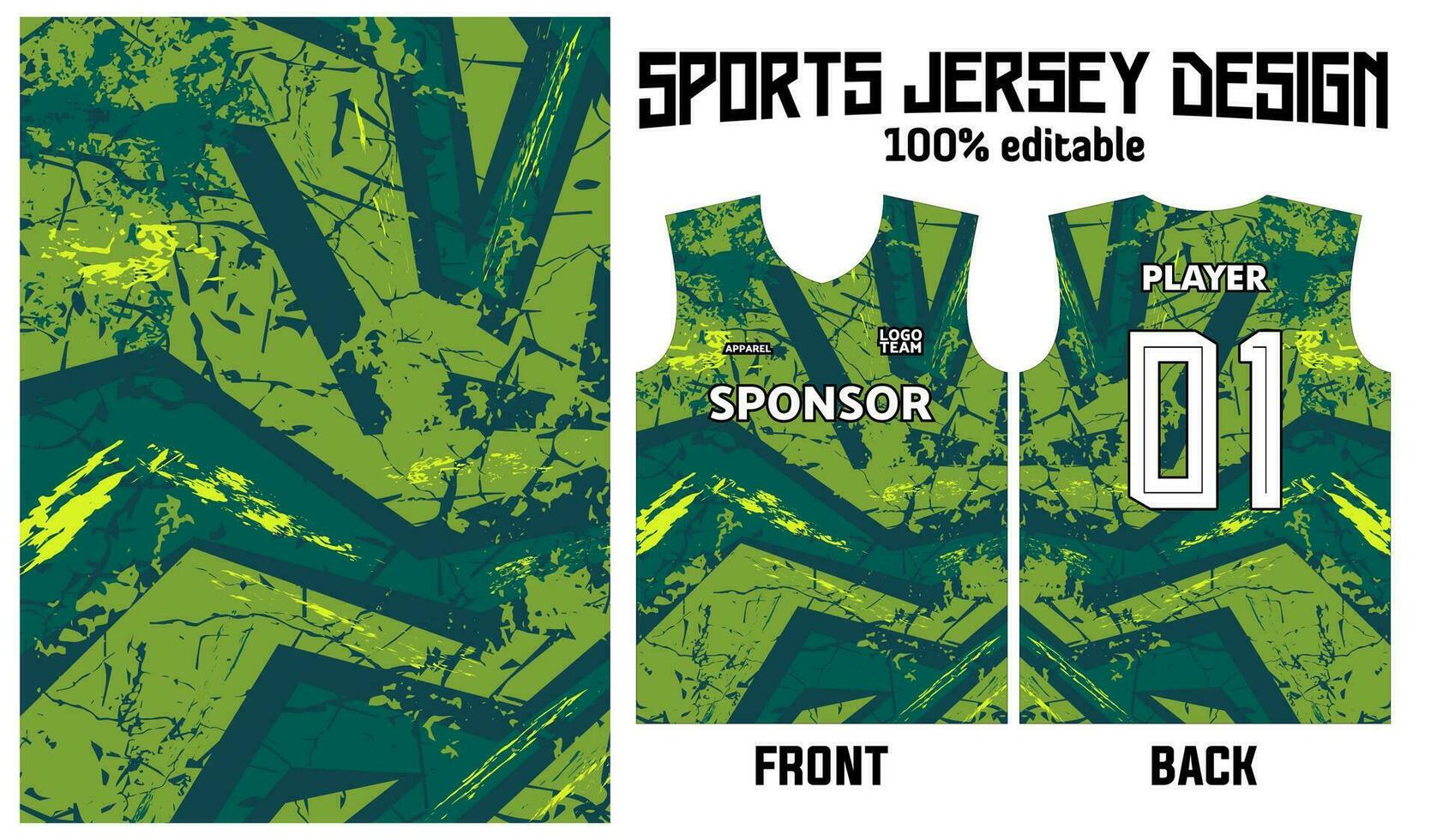 jersey design for sport uniform with abstract green pattern vector