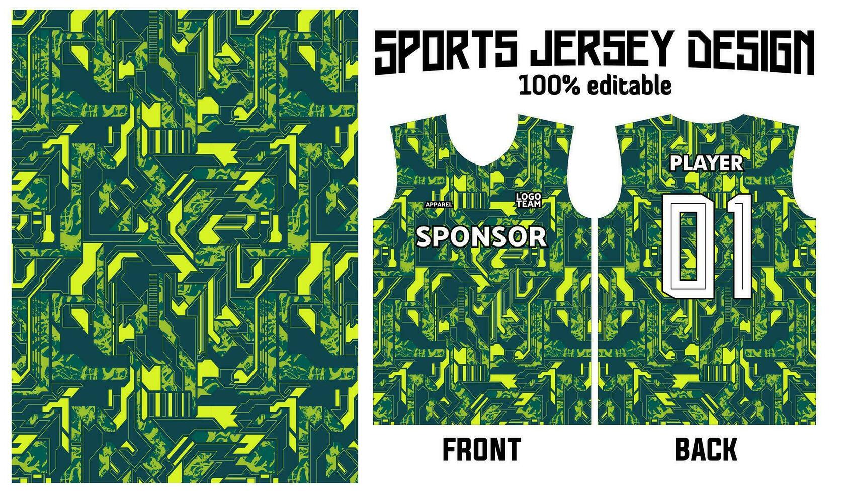 jersey design for sport uniform with abstract green pattern vector