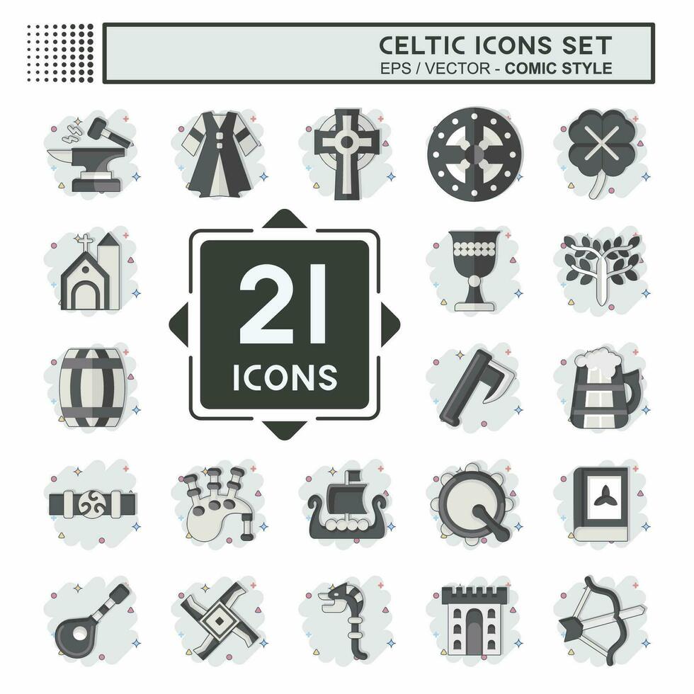 Icon Set Celtic. related to Celebration symbol. comic style. simple design editable. simple illustration vector