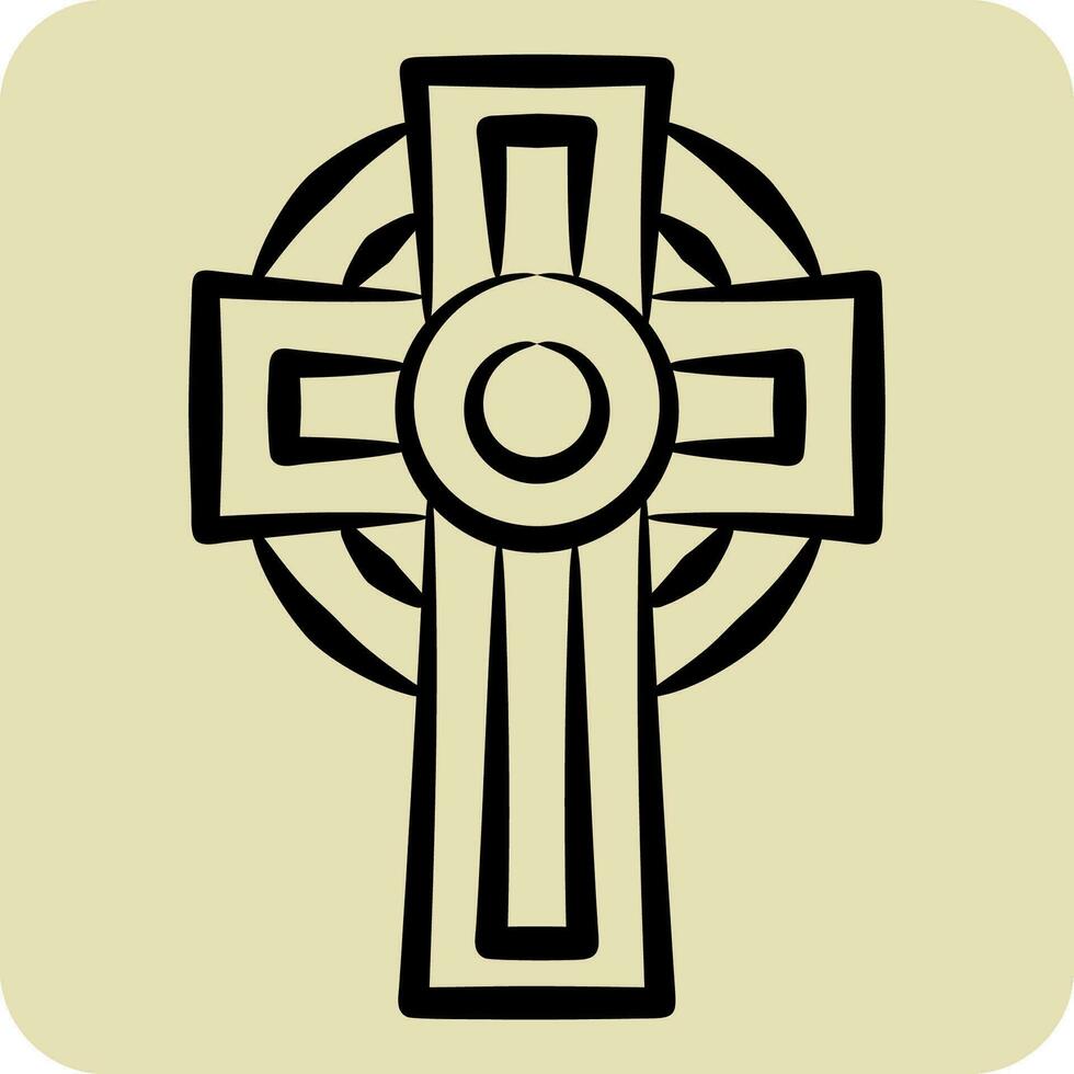 Icon Cross. related to Celtic symbol. hand drawn style. simple design editable. simple illustration vector