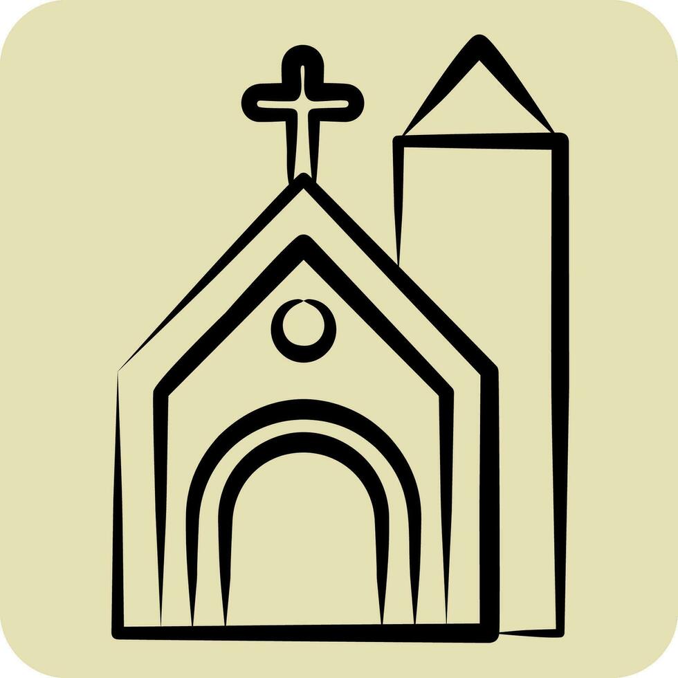 icono iglesia. relacionado a céltico símbolo. mano dibujado estilo. sencillo diseño editable. sencillo ilustración vector