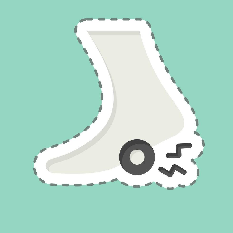 Sticker line cut Foot 2. related to Body Ache symbol. simple design editable. simple illustration vector