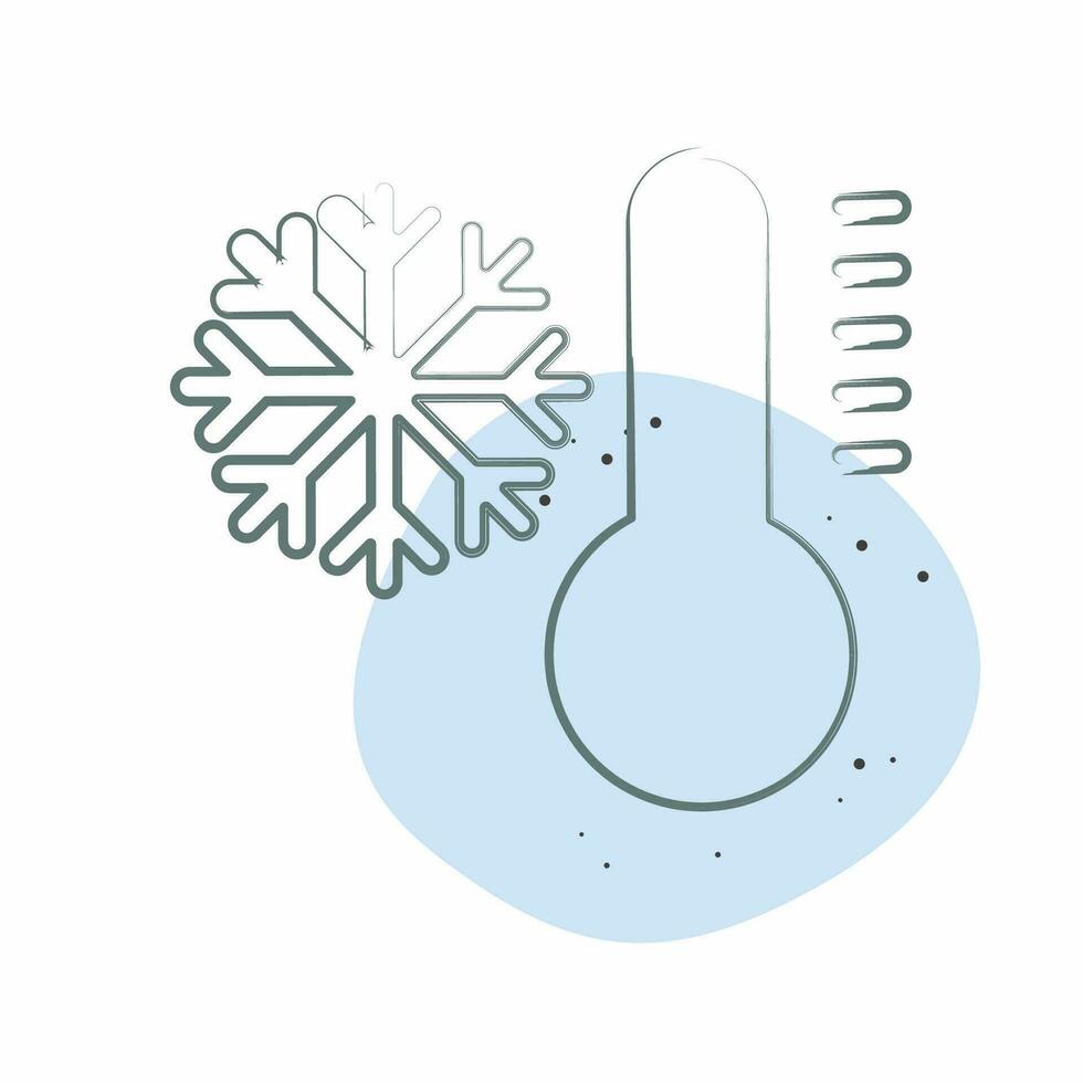 Icon Cold. related to Air Conditioning symbol. Color Spot Style. simple design editable. simple illustration vector