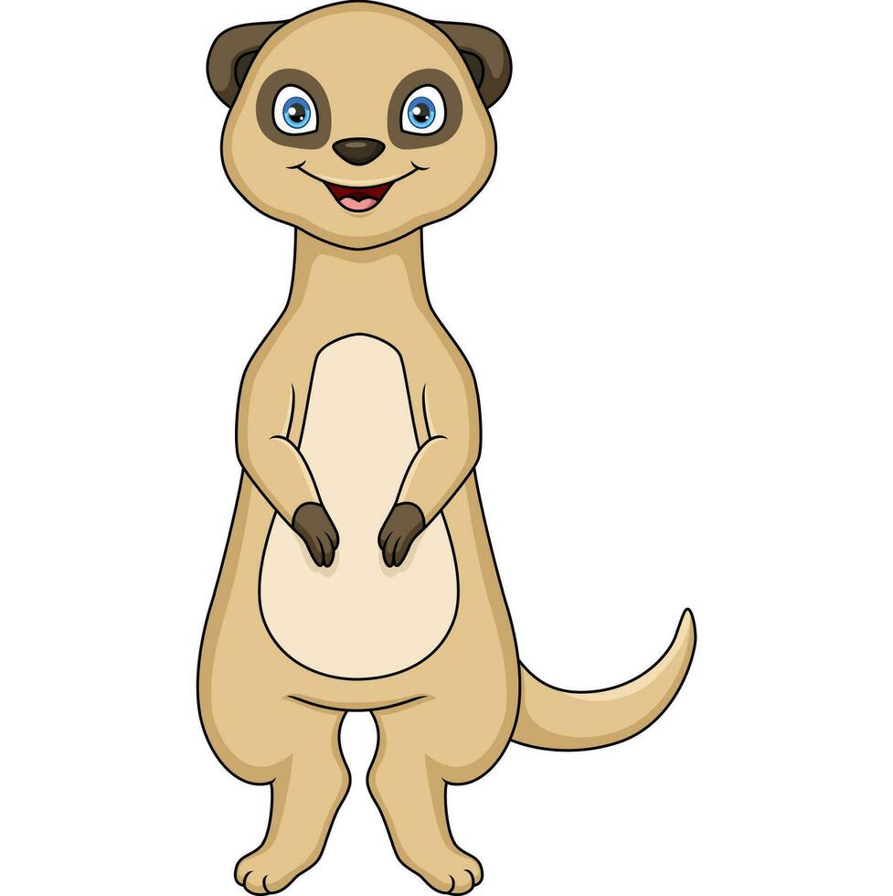 Cute meerkat cartoon on white background vector