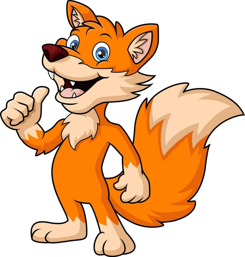 Cute fox cartoon giving thumb up vector