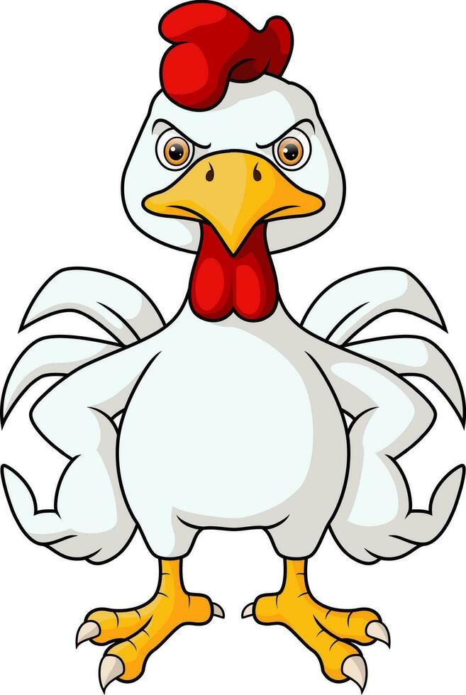 Cute rooster cartoon on white background vector