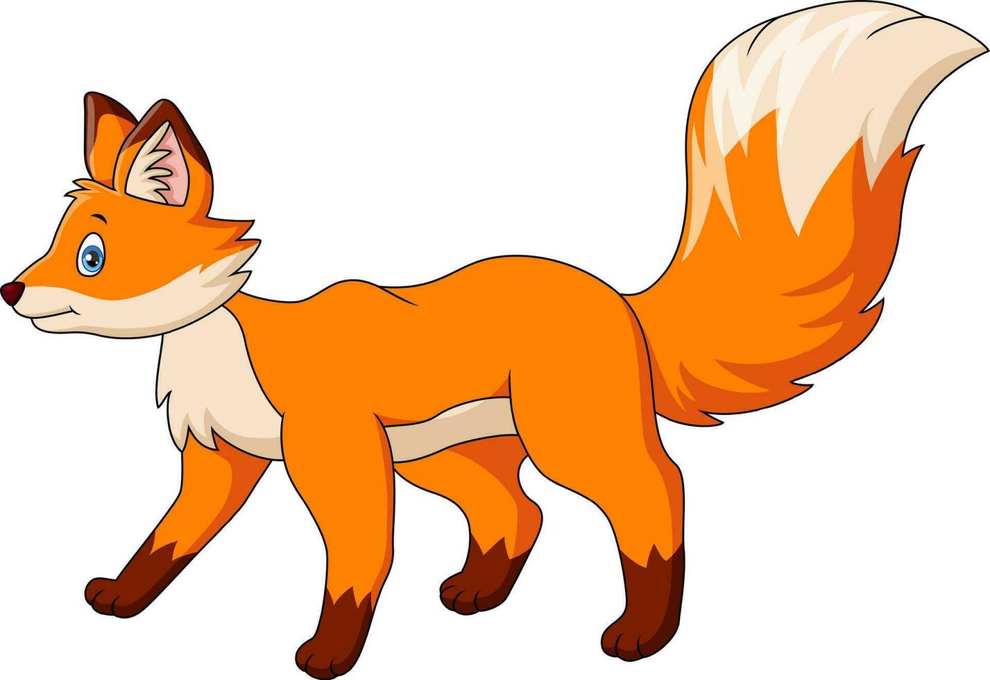 Cute fox cartoon on white background vector