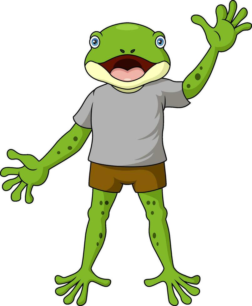 Cute frog cartoon in clothes vector