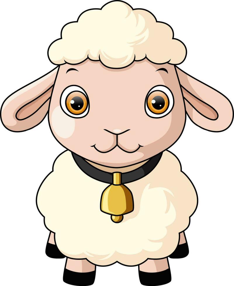 Cute baby sheep cartoon isolated on white background vector
