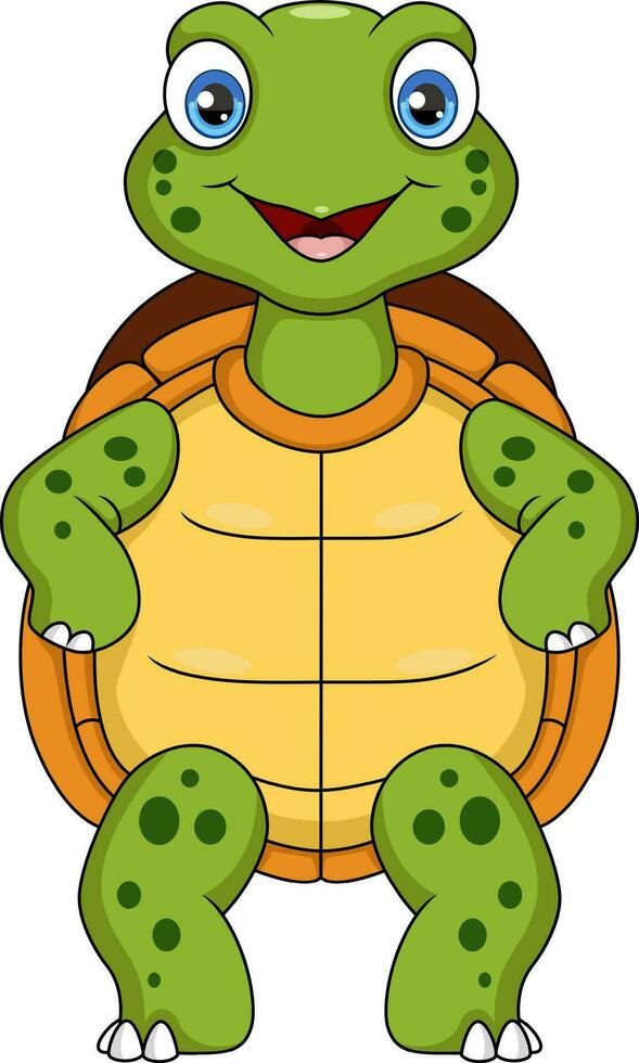 linda Tortuga dibujos animados posando en blanco antecedentes vector