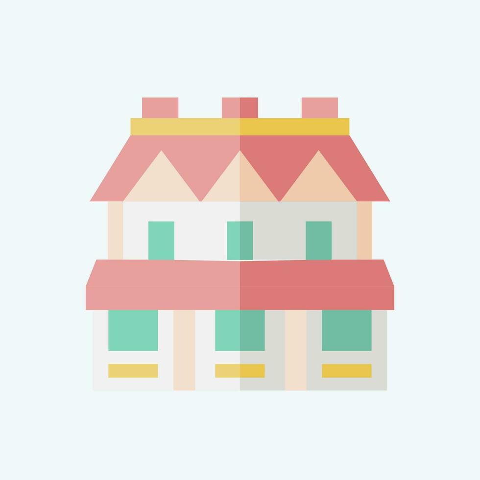 Icon Town House. related to Accommodations symbol. flat style. simple design editable. simple illustration vector