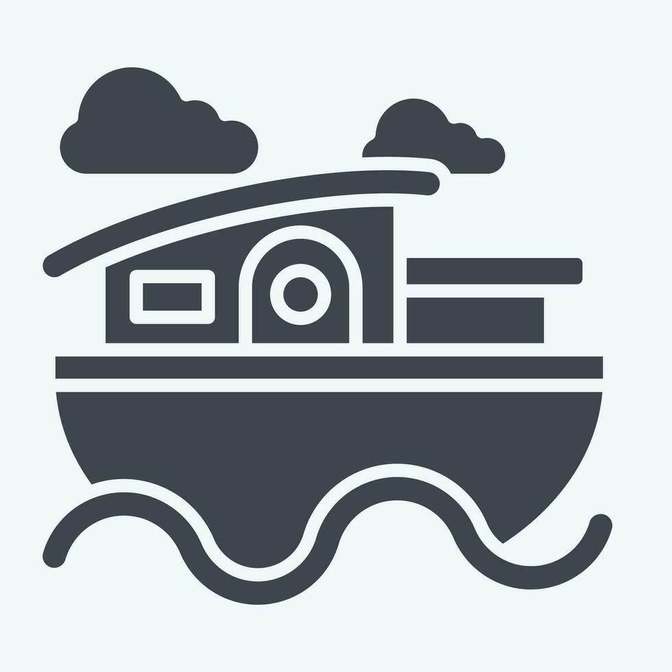 Icon House Boat. related to Accommodations symbol. glyph style. simple design editable. simple illustration vector