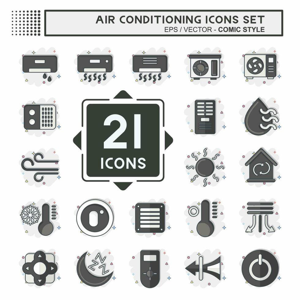 Icon Set Air Conditioning. related to Electronic symbol. comic style. simple design editable. simple illustration vector