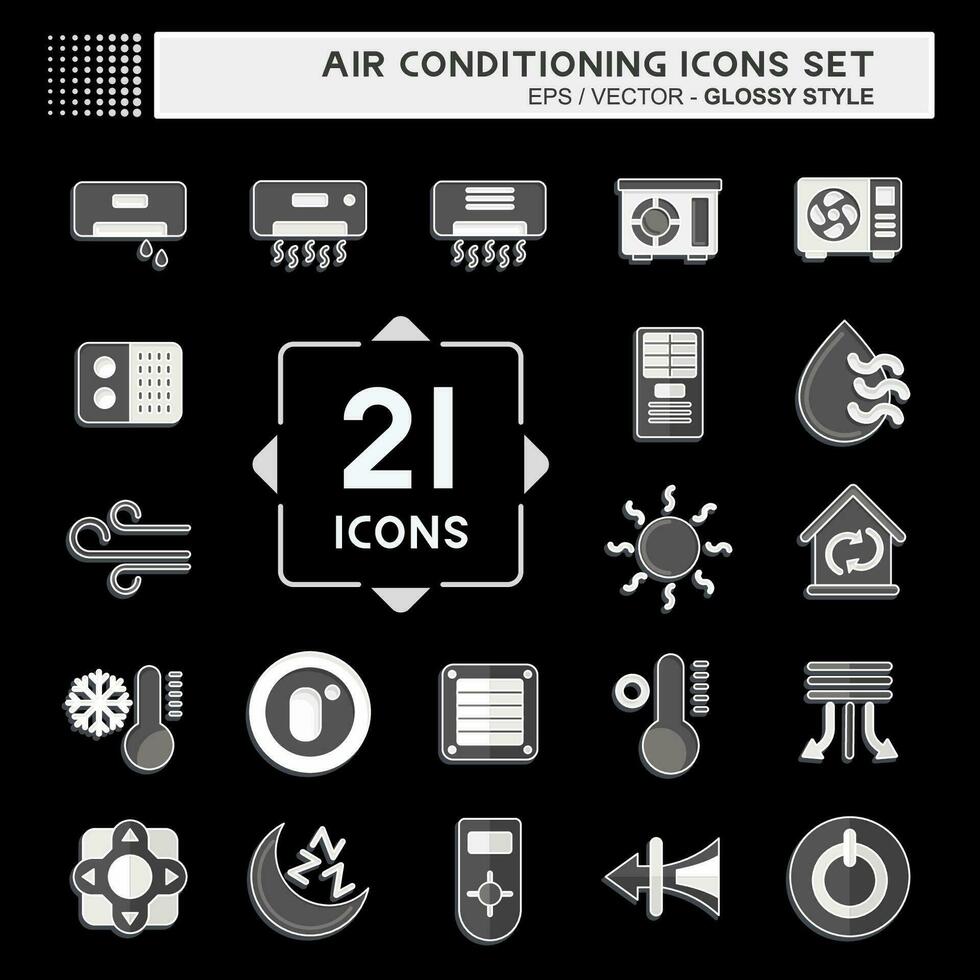 Icon Set Air Conditioning. related to Electronic symbol. glossy style. simple design editable. simple illustration vector