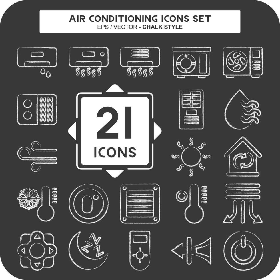 Icon Set Air Conditioning. related to Electronic symbol. chalk Style. simple design editable. simple illustration vector