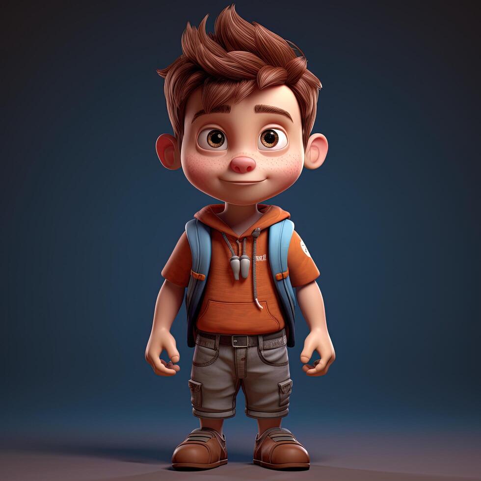 3D character of a boy carrying a bag, generated by AI photo