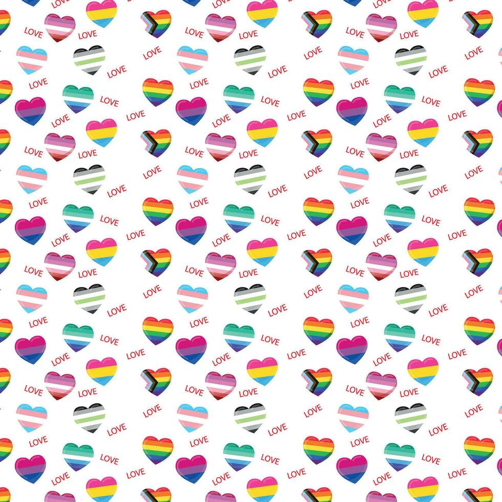 Background with lgbt flags color hearts. vector