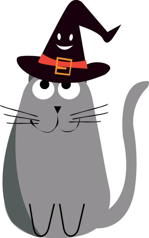 gato en un de bruja sombrero. vector