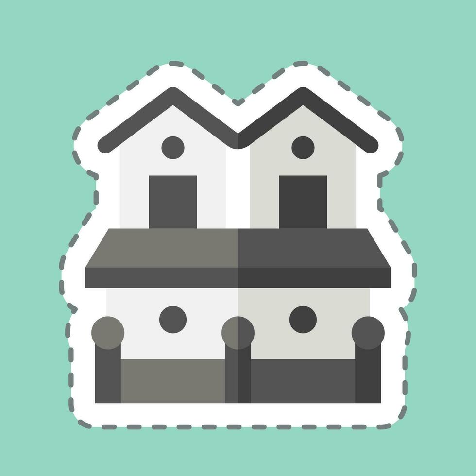 Sticker line cut Town House 2. related to Accommodations symbol. simple design editable. simple illustration vector