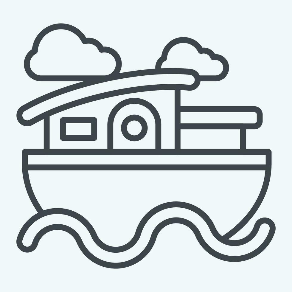 Icon House Boat. related to Accommodations symbol. line style. simple design editable. simple illustration vector