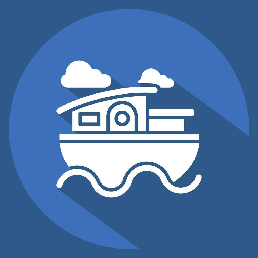 Icon House Boat. related to Accommodations symbol. long shadow style. simple design editable. simple illustration vector