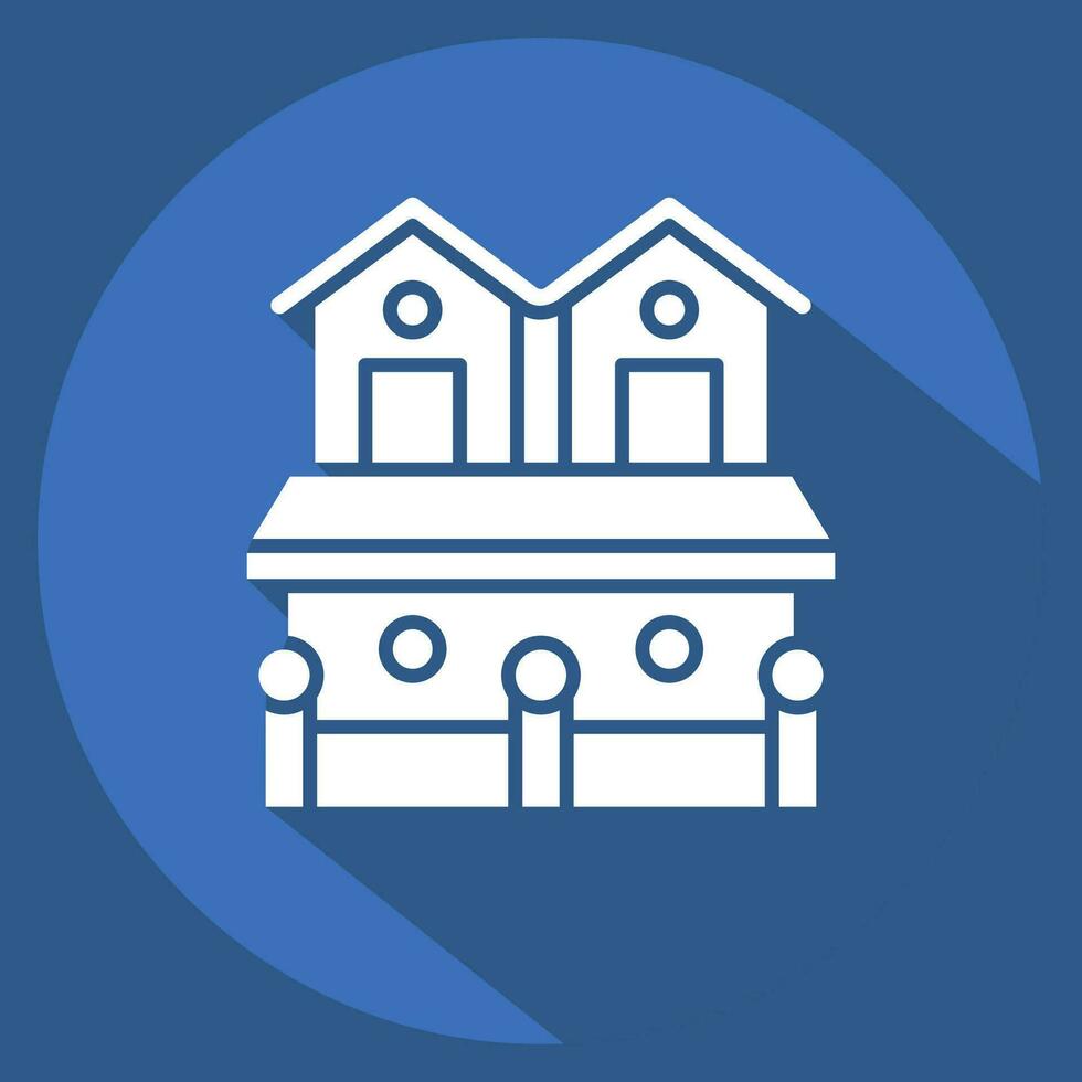 Icon Town House 2. related to Accommodations symbol. long shadow style. simple design editable. simple illustration vector