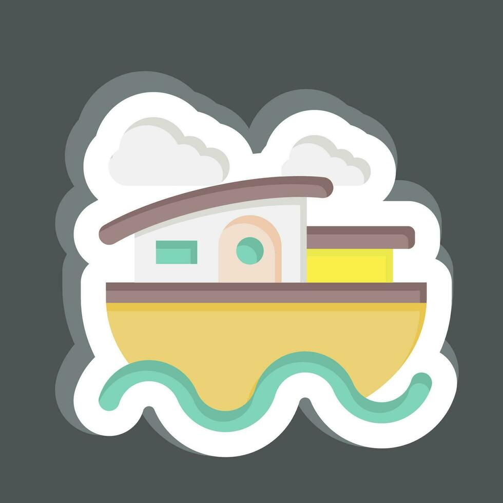 Sticker House Boat. related to Accommodations symbol. simple design editable. simple illustration vector