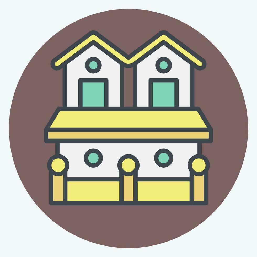 Icon Town House 2. related to Accommodations symbol. color mate style. simple design editable. simple illustration vector