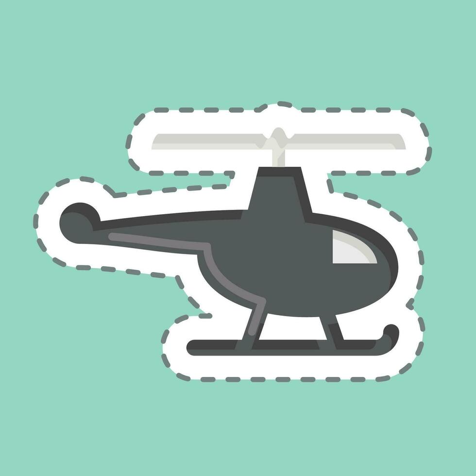 Sticker line cut Helicopter. related to Drone symbol. simple design editable. simple illustration vector