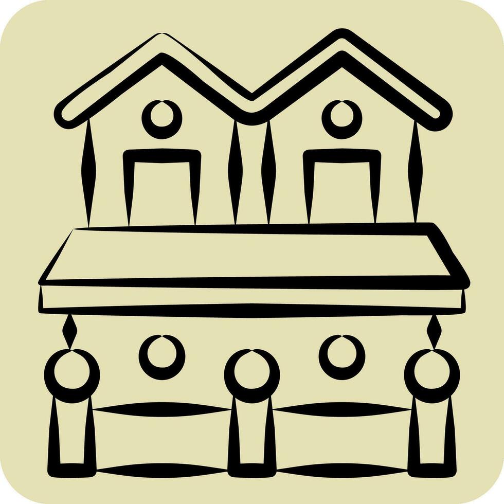 Icon Town House 2. related to Accommodations symbol. hand drawn style. simple design editable. simple illustration vector